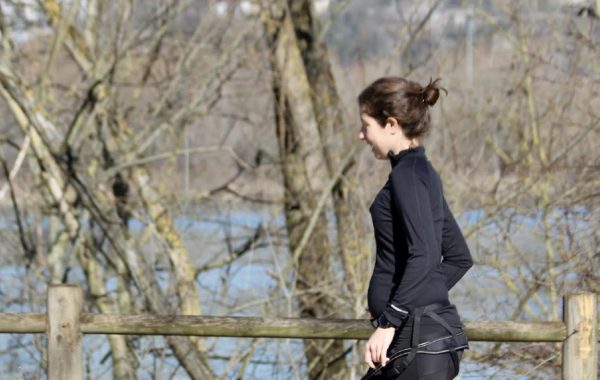 Sara va prendre le départ de l'Harmonie mutuelle semi de Paris