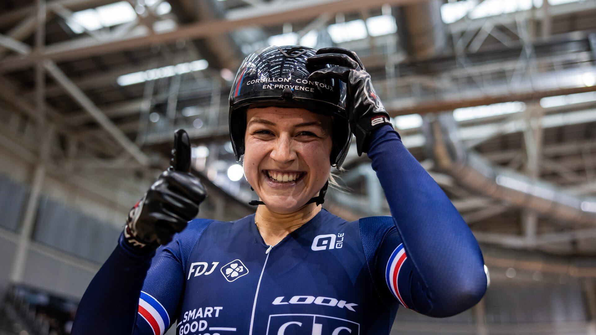 Mathilde Gros après sa victoire en Keirin