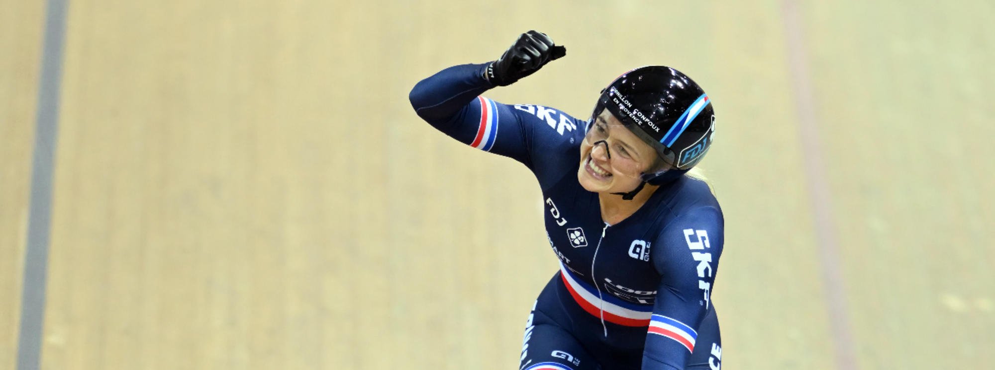Mathilde Gros est devenue championne du monde en cyclisme sur piste lors des Championnats du monde en France