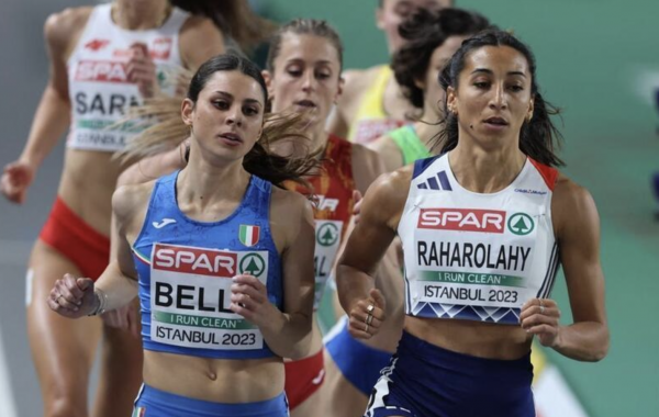 La Française Agnès Raharolahy lors des Championnats d'Europe d'athlètisme à Istanbul