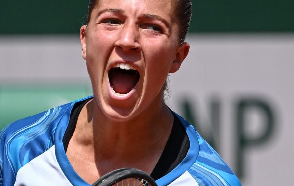 France's Diane Parry celebrates after winning against Ukraine's Anhelina Kalinina at the end of their women's singles match on day three of the Roland-Garros Open tennis tournament at the Court Simonne-Mathieu in Paris on May 30