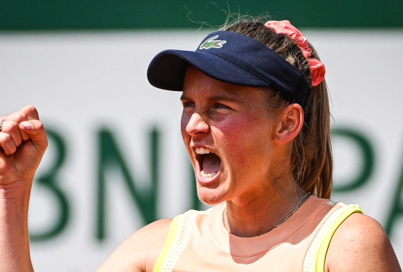 Fiona FERRO of France celebrates his point during the fifth qualifying day of Roland-Garros 2023, Grand Slam tennis tournament, Previews on May 26, 2023 at Roland-Garros stadium in Paris, France