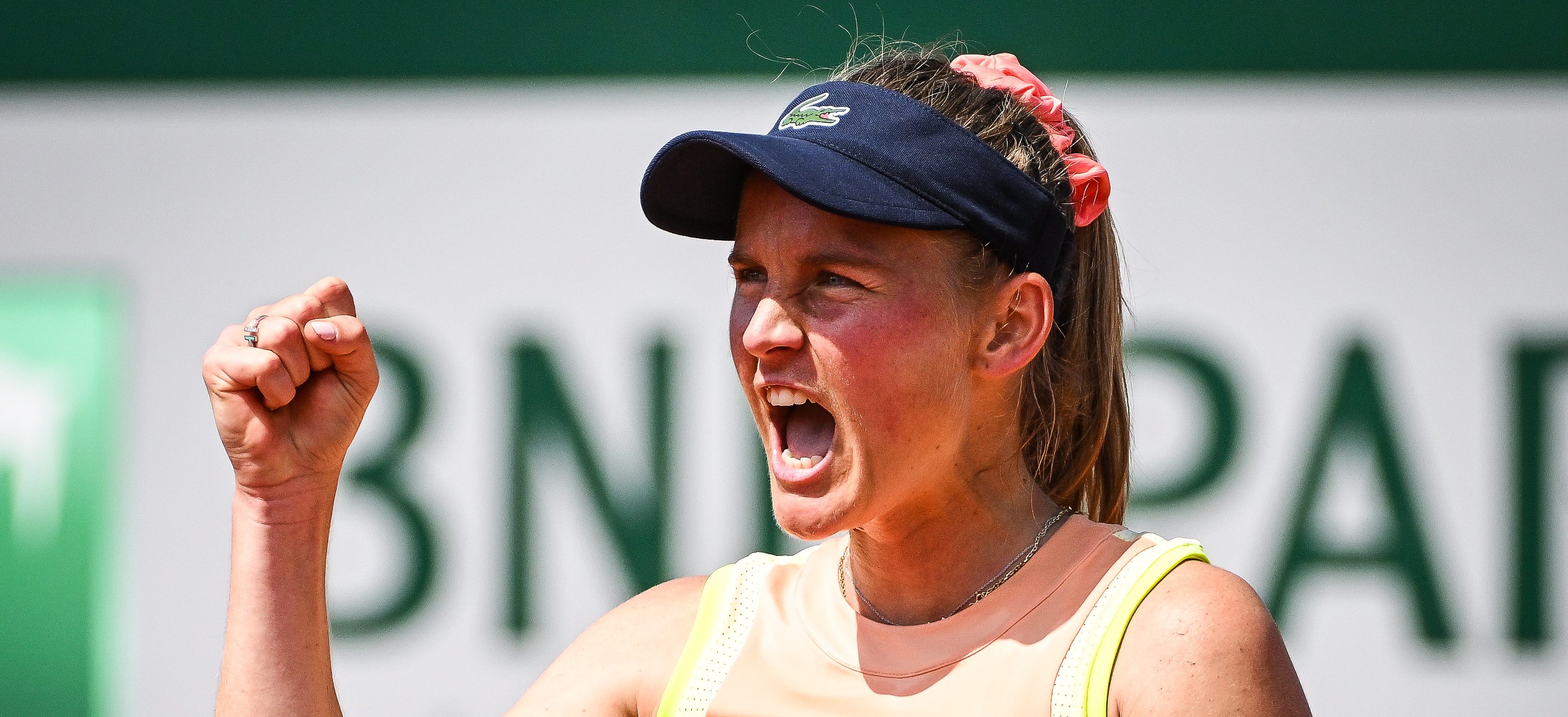 Fiona FERRO of France celebrates his point during the fifth qualifying day of Roland-Garros 2023, Grand Slam tennis tournament, Previews on May 26, 2023 at Roland-Garros stadium in Paris, France