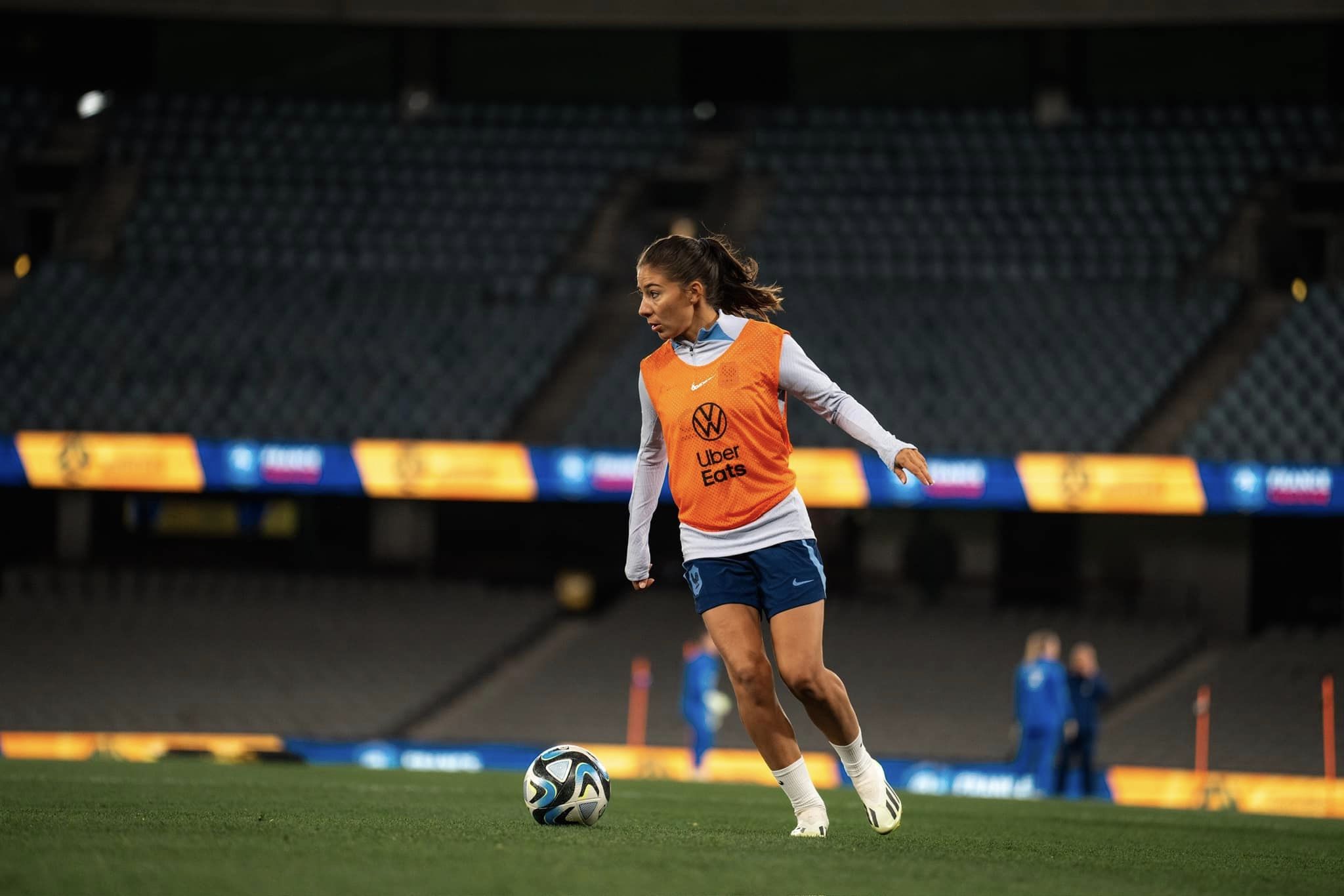 Clara Matéo a l'entrainement en Australie. Crédit photo : Equipe de France de Football