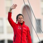 LES SABLES D’OLONNE, FRANCE - NOVEMBER 8: Initiatives Coeur, skipper Sam Davies(GBR) is illustrated in the channel before the start of the Vendee Globe sailing race in les Sables d’Olonne, France, on November 8, 2020. (Photo by Olivier Blanchet/Alea)